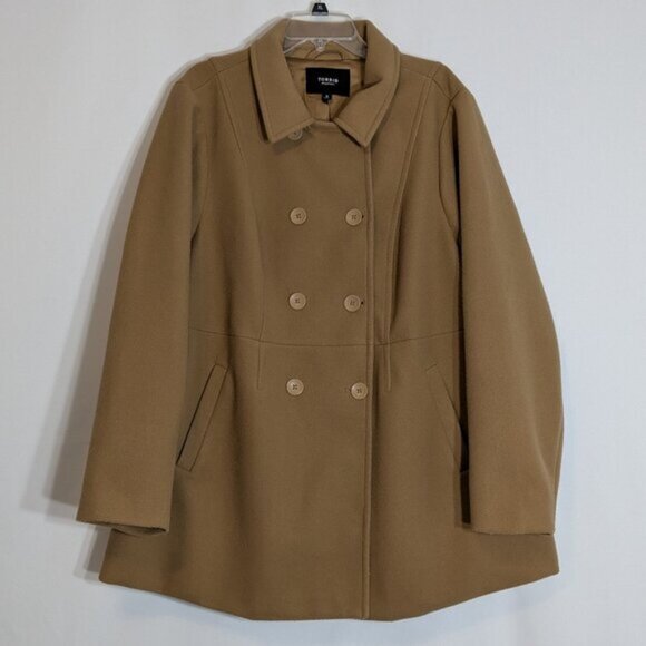 TORRID Camel Brown Double Breasted Lined Mid-Length Coat; Size 3X (22/24) - Picture 1 of 5